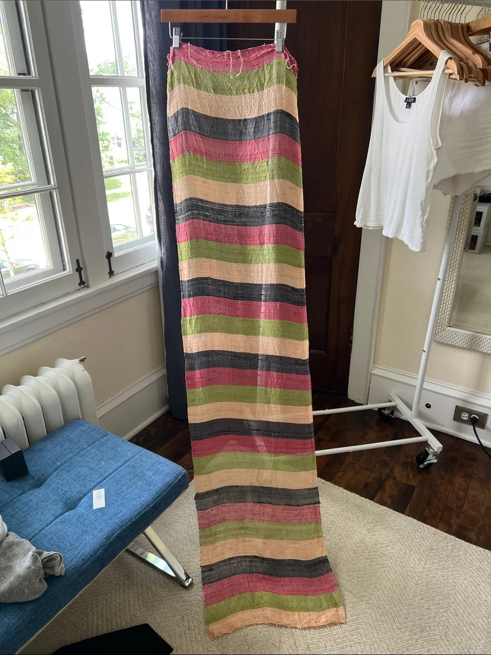 Long silk stripe scarf